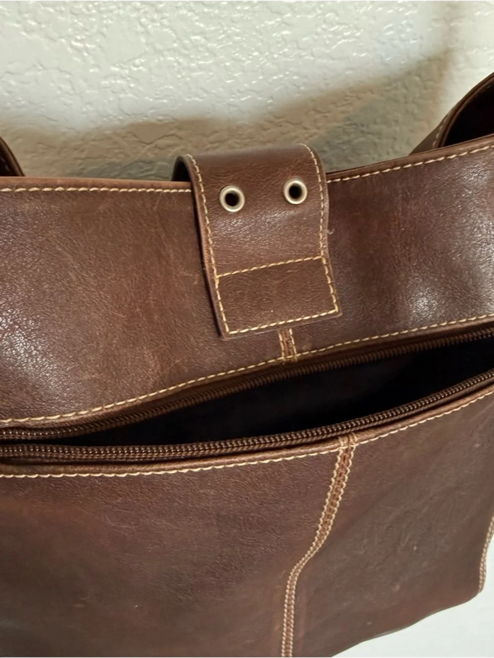 Preston & York Brown Faux Leather Hobo Shoulder Bag Buckle Y2K Purse